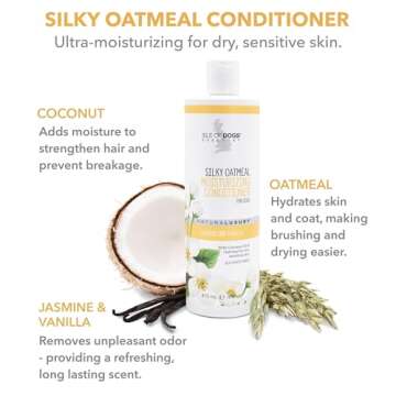 Isle of Dogs - Everyday Natural Luxury Silky Oatmeal Conditioner - Jasmine + Vanilla - Sulfate & Paraben Free Formula - Conditioner With Oatmeal & Jojoba Oil For A Silky Coat - 1 Gal, 16 Fl Oz