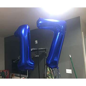 40 Inch Number Balloon Navy Blue 7 Jumbo Seven Birthday Decorations, 7 17 27 70 Year Old Balloon, Mylar Foil Balloon Number for Engagement, Wedding, Anniversary, Graduations