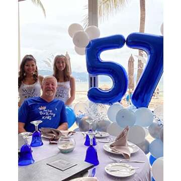 40 Inch Number Balloon Navy Blue 7 Jumbo Seven Birthday Decorations, 7 17 27 70 Year Old Balloon, Mylar Foil Balloon Number for Engagement, Wedding, Anniversary, Graduations
