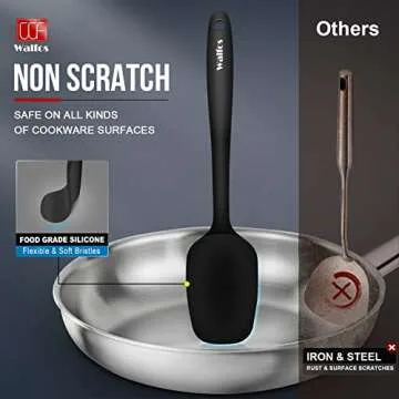 Walfos Mini Silicone Spatula Set of 3（600°F), Heat Resistant small Kitchen Silicone Spatulas, Strong Steel Core and One-Pieces Seamless Design, for Cooking Mixing & Baking,BPA Free & Dishwasher Safe