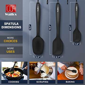 Walfos Mini Silicone Spatula Set of 3（600°F), Heat Resistant small Kitchen Silicone Spatulas, Strong Steel Core and One-Pieces Seamless Design, for Cooking Mixing & Baking,BPA Free & Dishwasher Safe