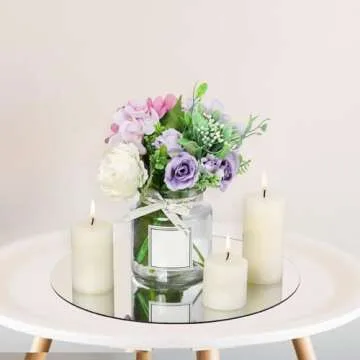 Suwimut Set of 12 Round Mirrors for Centerpieces, 12 Inch Glass Mirror Candle Plates Circle Mirror Trays Large Glass Mirror Tiles for Table Centerpieces, Wedding, Party Decorations, Crafts, Wall Decor