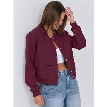 Stylish ANRABESS Women’s Bomber Jacket with Pockets