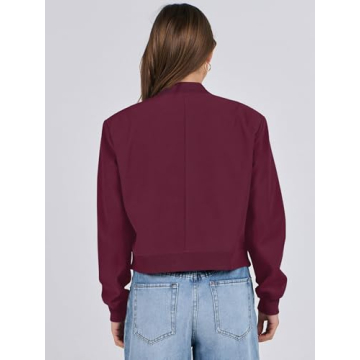 Stylish ANRABESS Women’s Bomber Jacket with Pockets