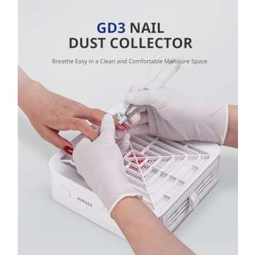 AIRSEE Nail Dust Collector for Beginner,Powerful Manicure Vacuum for Acrylic Gel Nail Polishing with...