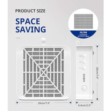 AIRSEE Nail Dust Collector for Beginner,Powerful Manicure Vacuum for Acrylic Gel Nail Polishing with Reusable Filter,3-Speed Adjustable Extractor Fan for Salon and Home Use,GD3 Ivory White