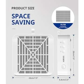 AIRSEE Nail Dust Collector for Beginner,Powerful Manicure Vacuum for Acrylic Gel Nail Polishing with Reusable Filter,3-Speed Adjustable Extractor Fan for Salon and Home Use,GD3 Ivory White