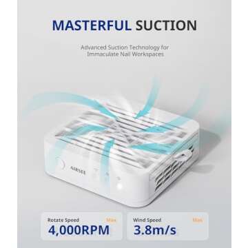 AIRSEE Nail Dust Collector for Beginner,Powerful Manicure Vacuum for Acrylic Gel Nail Polishing with Reusable Filter,3-Speed Adjustable Extractor Fan for Salon and Home Use,GD3 Ivory White