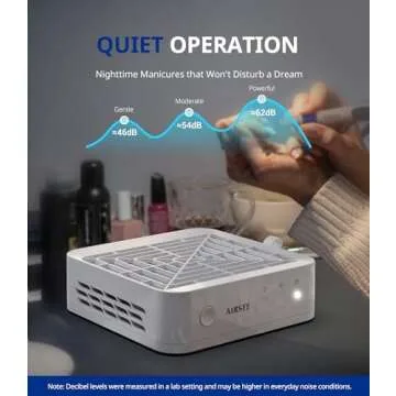 AIRSEE Nail Dust Collector for Beginner,Powerful Manicure Vacuum for Acrylic Gel Nail Polishing with Reusable Filter,3-Speed Adjustable Extractor Fan for Salon and Home Use,GD3 Ivory White