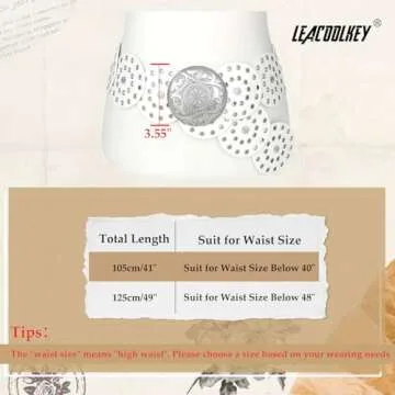 Stylish LEACOOLKEY Western Leather Belt for Women