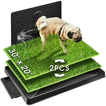 Hompet Dog Potty with Tray Large 30''x20'', 2 Artificial Grass Patch for Indoor and Outdoor Use, Pup...