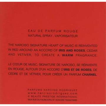 Narciso Rodriguez Eau de Parfum Spray Rouge for Her, 1 Ounce
