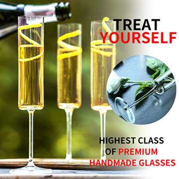 YINUOWEI Champagne Flutes - Elegant Hand Blown Crystal Champagne Glasses, Lead-free Premium Crystal ...