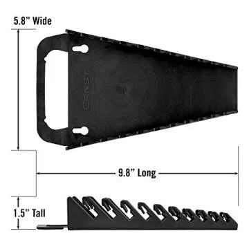 Ernst Manufacturing Gripper Wrench Organizer, 10 Tool, Black