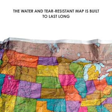 Waypoint Geographic USA ScrunchMap, Portable, Easy-to-Store USA Map, Water and Tear-Resistant Map, Eco-Conscious Unique Gifts, Storage Bag Included, 24" H x 36" W