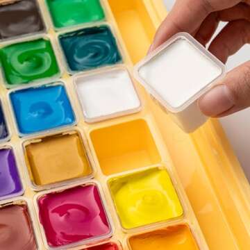 HIMI Gouache Paints Set, 18 Colors, 30g, jelly gouache paint set, Non Toxic Paint for Canvas and Paper, Art Supplies for Professionals, and More (Yellow Case)