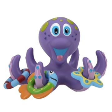 Nuby Purple Octopus Toy with 3 Hoopla Rings for Kids