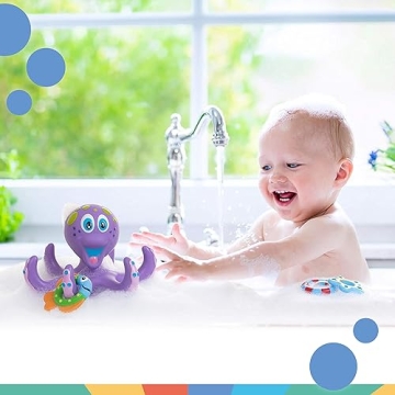 Nuby Purple Octopus Toy with 3 Hoopla Rings for Kids