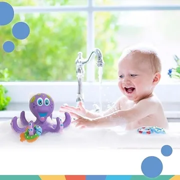 Nuby Purple Octopus Toy with 3 Hoopla Rings for Kids