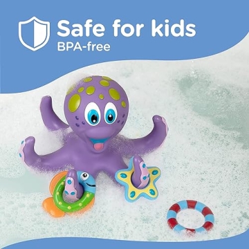 Nuby Purple Octopus Toy with 3 Hoopla Rings for Kids