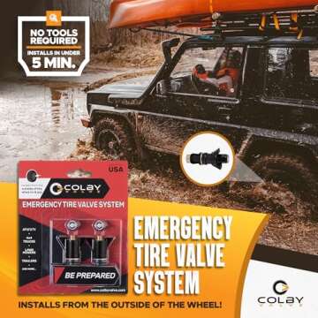 Colby Valve Quick Emergency Valve Stem Replacement Kit for Tubeless Tires | No Tools Required for Install | No Need to Remove Tire | Tire Valve Stem Kit Made in USA from quality 360 brass components