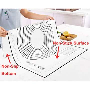 Silicone Pastry Mat Extra Large, 32" x 24" Non-stick Baking Mat with Measurement Kneading Board for ...