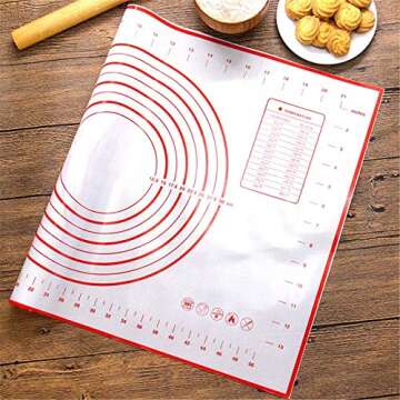 Silicone Pastry Mat Extra Large, 32" x 24" Non-stick Baking Mat with Measurement Kneading Board for Dough Rolling, Non-slip Counter Mat, Oven Liner, Fondant/Pie Crust Mat