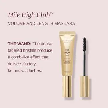 Wander Beauty Mile High Club Length + Define Black Mascara - Smudge-Proof, Lash Lengthening Mascara for a Full, Fanned Out Effect - Castor Oil + Peach Leaf Conditions & Strengthens - 0.31 fl oz