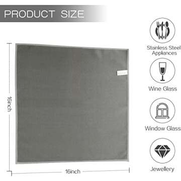 SINLAND Microfiber Glass Cleaning Cloth, Lintless Cleaning Cloth for Cleaning Window, Car Windows, Mirrors, and Stainless Steel 16x16 Inch (6 Pack,Grey)