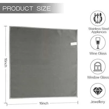 SINLAND Microfiber Glass Cleaning Cloth, Lintless Cleaning Cloth for Cleaning Window, Car Windows, Mirrors, and Stainless Steel 16x16 Inch (6 Pack,Grey)