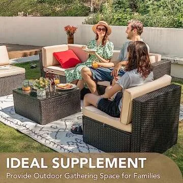 Devoko Patio Furniture Sets 6 Pieces Outdoor Sectional Rattan Sofa Manual Weaving Wicker Patio Conve...