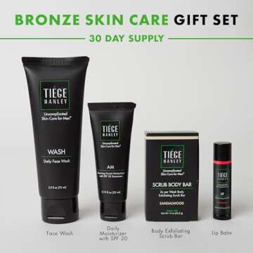 Tiege Hanley Mens Skin Care Gift Box Set, Bronze - Men's Skincare Set Includes Face Wash, Facial Moi...