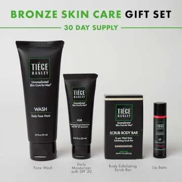 Tiege Hanley Mens Skin Care Gift Box Set, Bronze - Men's Skincare Set Includes Face Wash, Facial Moi...