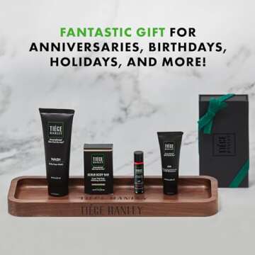 Tiege Hanley Mens Skin Care Gift Box Set, Bronze - Men's Skincare Set Includes Face Wash, Facial Moisturizer with SPF 20 Sunscreen, Body Exfoliating Scrub Bar, & Moisturizing Lip Balm