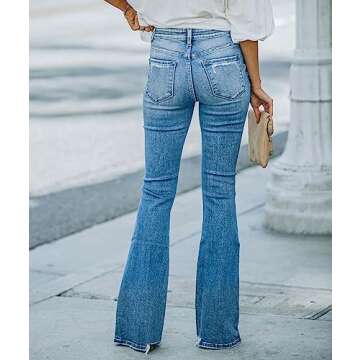 ripped bell bottom jeans for women 70s outfits for women flare jeans flare pants bell bottom pants f...