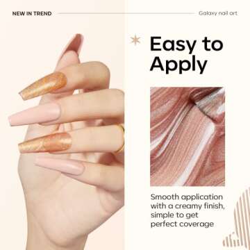 modelones Gel Nail Polish Set, 6 Colors Nude Brown Gel Polish Glitter Burgundy Shiny Champagne Gold Magnetic Cat Eye Gel Effect Sparkle Stunning Home Nail Art Gel Kit Gift for Girl Women