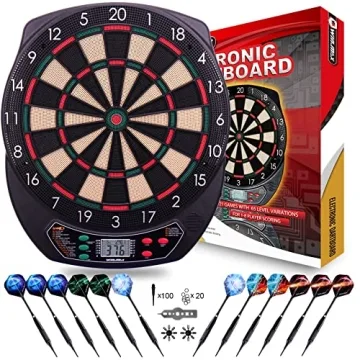 WIN.MAX Electronic Dart Board - Soft Tip Dartboard Set with LCD Display, 12 Darts & 100 Tips