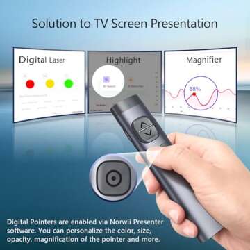 NORWII N97s Highlight Presentation Remote with Digital Pointer for TV Screen, Presentation Clicker f...