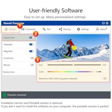 NORWII N97s Presentation Remote with Digital Pointer