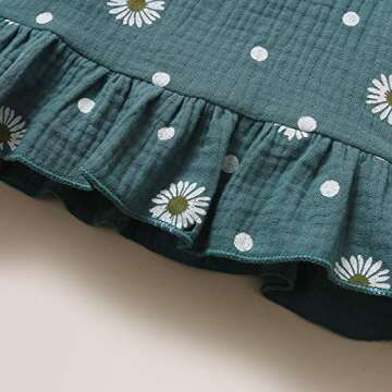 Jeinxcn Toddler Baby Girl Summer Clothes Daisy Floral Print Halter Ruffle Tank Tops Shorts Outfits set 1-2T Green