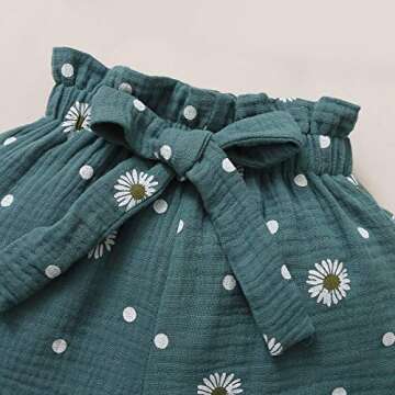 Jeinxcn Toddler Baby Girl Summer Clothes Daisy Floral Print Halter Ruffle Tank Tops Shorts Outfits set 1-2T Green