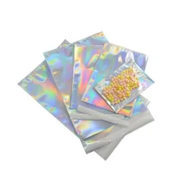 100 Pcs Clear Front Poly Mailers Holographic Metallic Aluminum Foil Glitter Bag Shipping Envelopes Mailing Self Sealing Envelope Packaging Pouches Mylar Bags Storage Bags 4.5×6.5in (11.5×16.5cm)