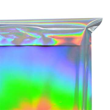 100 Pcs Clear Front Poly Mailers Holographic Metallic Aluminum Foil Glitter Bag Shipping Envelopes Mailing Self Sealing Envelope Packaging Pouches Mylar Bags Storage Bags 4.5×6.5in (11.5×16.5cm)