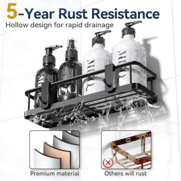 YASONIC Shower Caddy Adhesive, No Drill Bathroom Shower Organizers, with Removable Hooks and Soap Holder, Rust Proof Shower Shelves, Wall-Mounted Shower Holder, 3 Pack, Black