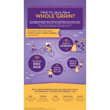 Cheerios Multi Grain Cheerios Heart Healthy Cereal, 18 OZ Family Size Cereal Box (Pack of 4)