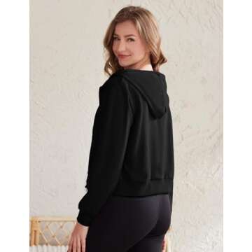 Yimoon Women's Cropped Zip Up Hoodie - Casual Comfort