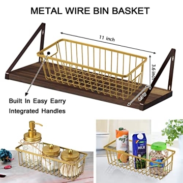 SheeChung 6Pcs Mason Jars Bathroom Accessories Set Complete - Toothbrush Holder, Lotion Soap Dispenser, 2 Mason Jars, Soap Dish, Toilet Paper Basket, Rustic Farmhouse Decor (Gold, 6Pcs Bathroom Set)