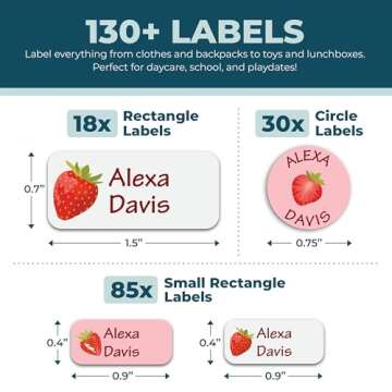 Bunny Badges Personalized Daycare Name Labels (130 Labels) - Custom Waterproof Name Stickers for Clo...