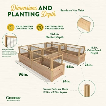 Greenes Fence Premium Cedar Raised Garden Bed 8x8x16.5