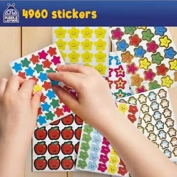 Purple Ladybug Teacher Stickers for Students - 4960 Reward Stickers for Classroom Supplies, Teacher Must-Haves & School Stickers, Small Stickers for Reward Charts